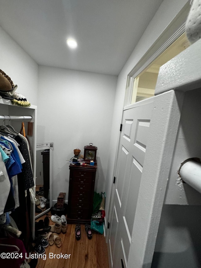 spacious closet with hardwood / wood-style floors