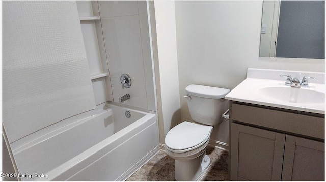 full bathroom with vanity, shower / bathtub combination, and toilet