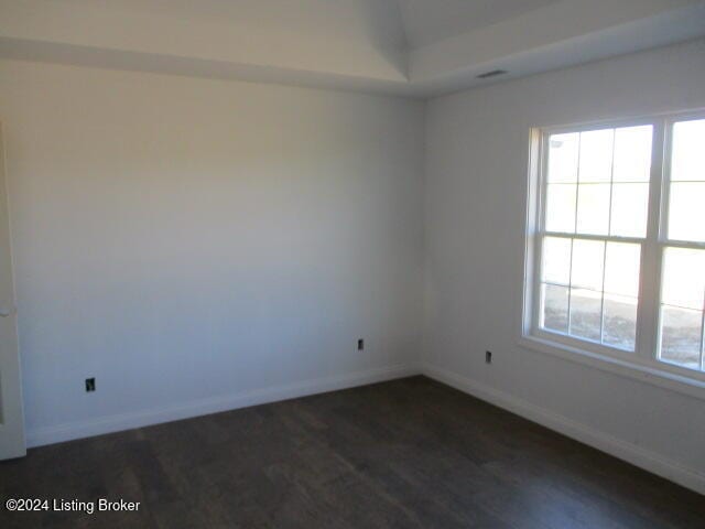 spare room featuring dark wood-type flooring