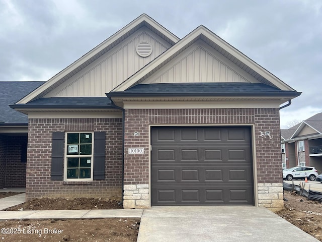 LOT13 Deer Vista Dr, Louisville, KY 40291 - view of front facade featuring brick siding, board and batten siding, driveway, and an attached garage