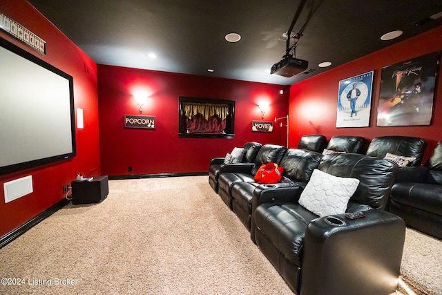 view of carpeted home theater room