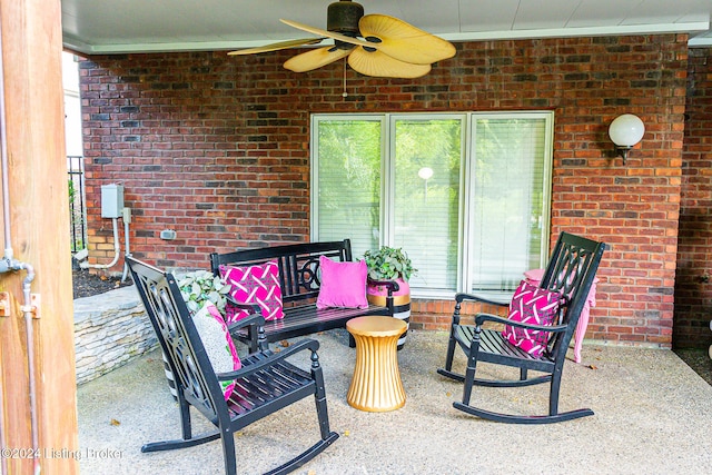 view of patio / terrace featuring ceiling fan