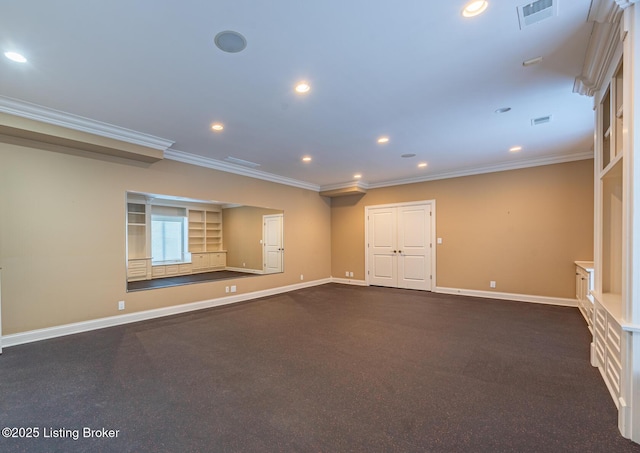 unfurnished room featuring crown molding