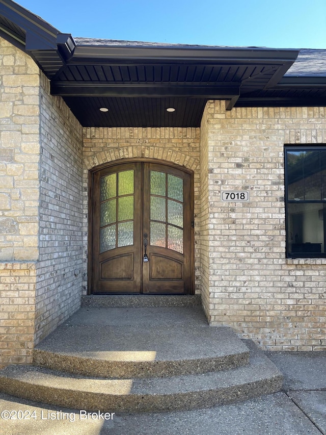 doorway to property with french doors