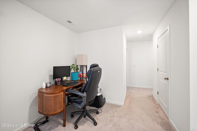 view of carpeted office space