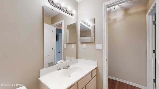 bathroom featuring wood-type flooring and vanity