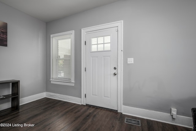 foyer entrance with dark wood-type flooring