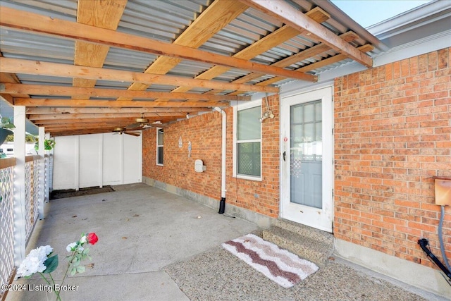 view of patio with ceiling fan