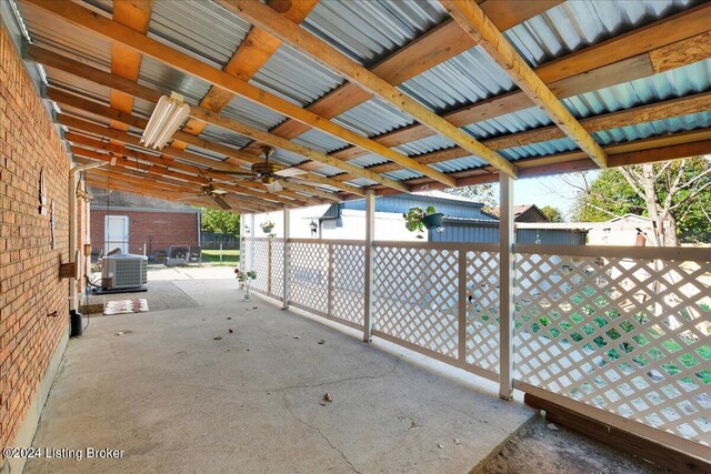 view of patio / terrace with cooling unit and ceiling fan