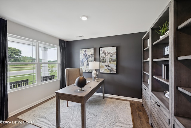 office area featuring dark hardwood / wood-style flooring