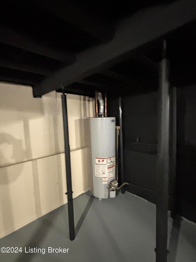 basement with water heater