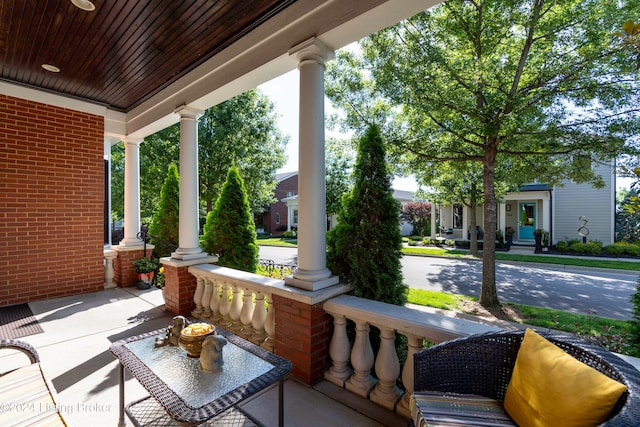 view of patio featuring covered porch