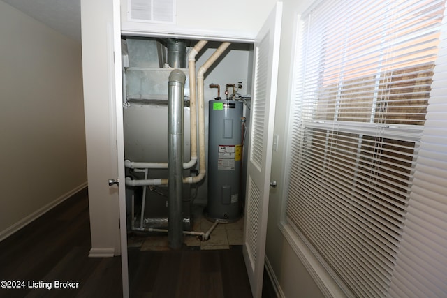 utility room with electric water heater