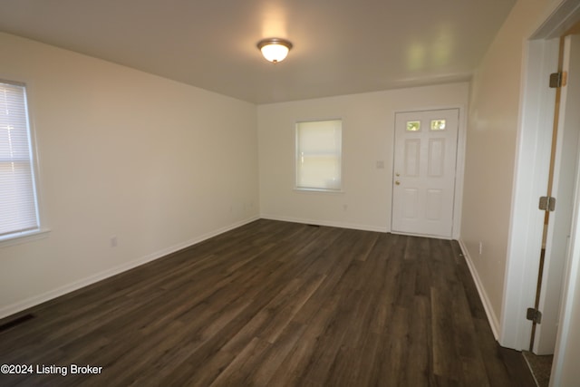 foyer entrance with dark hardwood / wood-style flooring