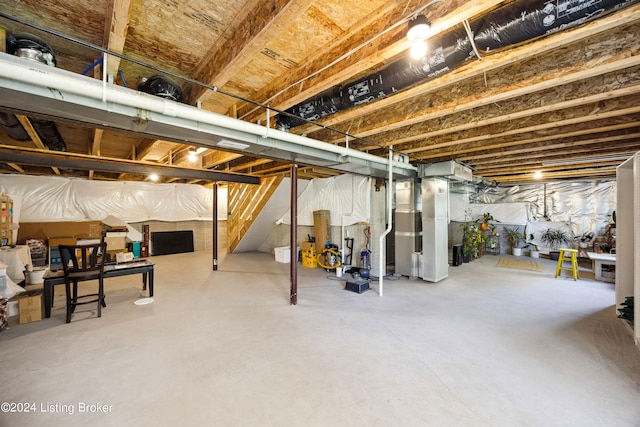 basement with heating unit