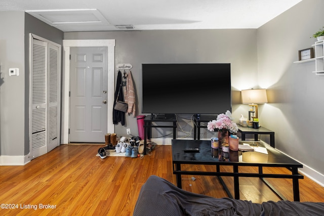 living room with wood-type flooring