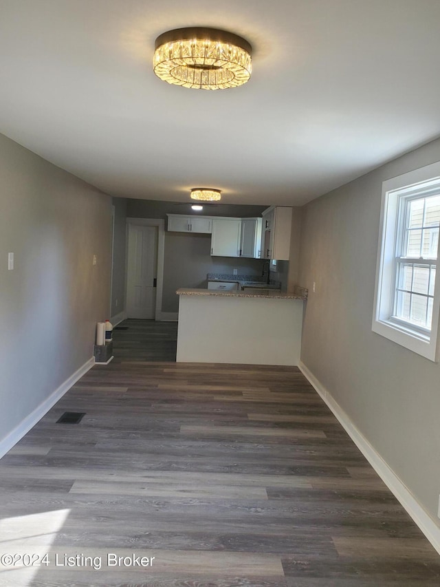 unfurnished living room featuring dark hardwood / wood-style flooring