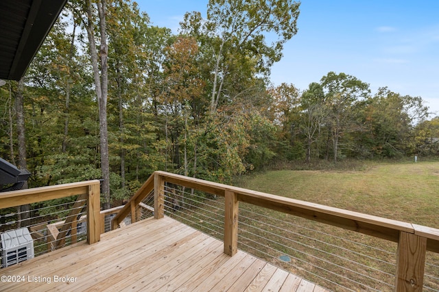 wooden deck featuring a yard