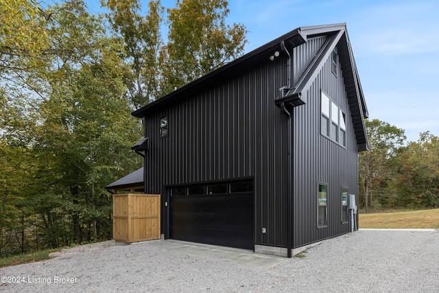 exterior space with a garage