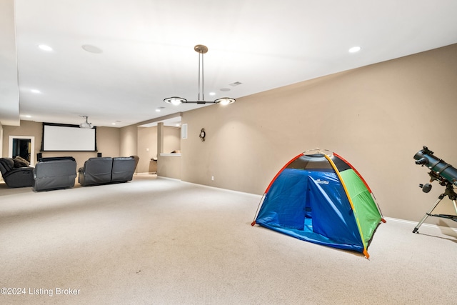 game room featuring carpet flooring