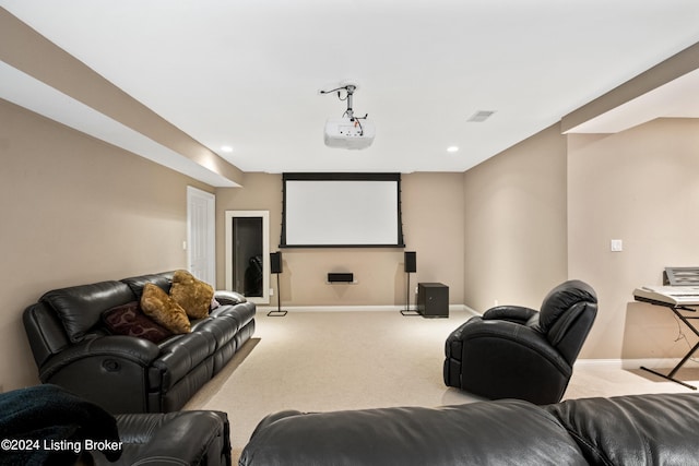 view of carpeted home theater room