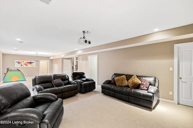 view of carpeted cinema room