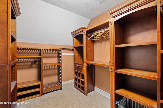 spacious closet featuring carpet flooring