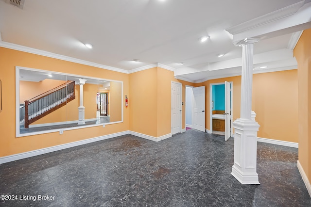 interior space with ornamental molding