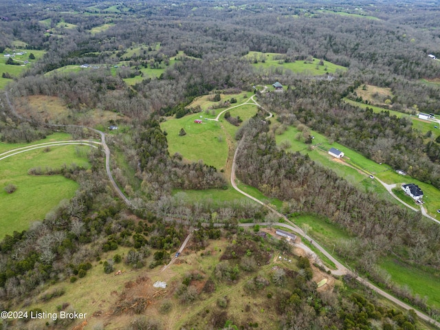 birds eye view of property featuring a rural view