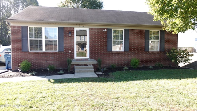 view of front of property with a front lawn