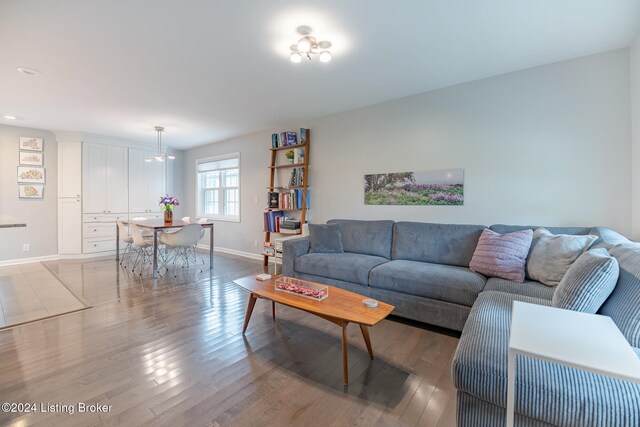 living room featuring light wood-type flooring