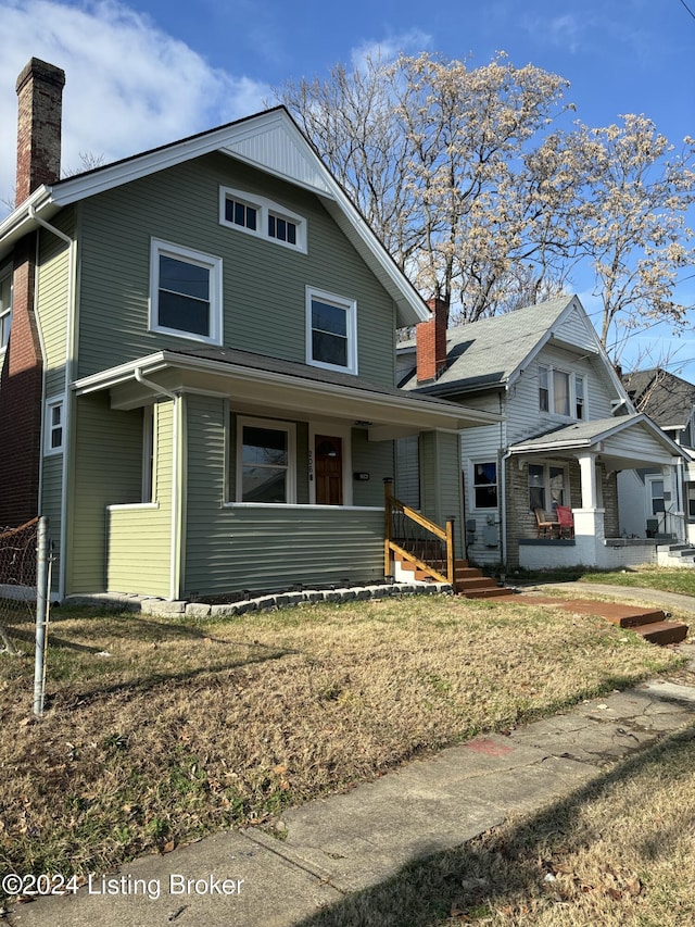 front facade with a porch