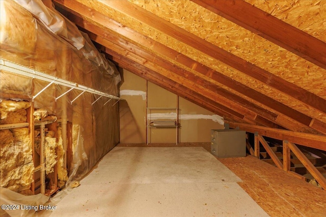 view of unfinished attic