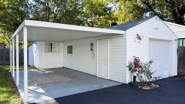 exterior space featuring a garage