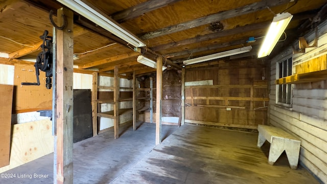 interior space with wooden walls