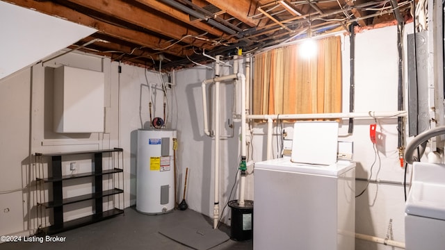 utilities with water heater and separate washer and dryer