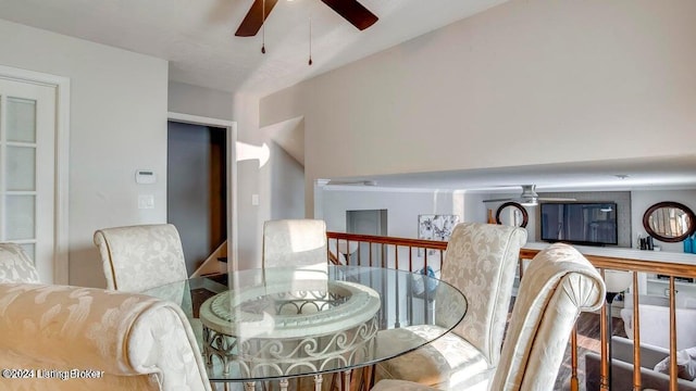 dining area with ceiling fan