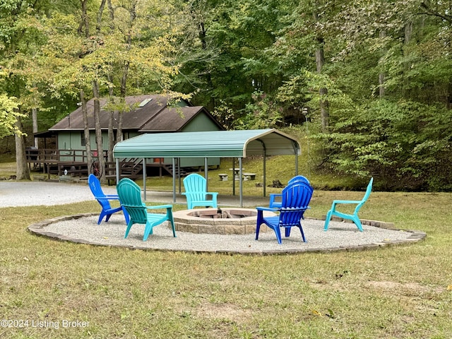 308 Oak Rd, Falls Of Rough, KY 40119 - view of playground with an outdoor fire pit and a lawn