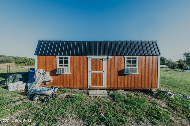 view of shed featuring cooling unit