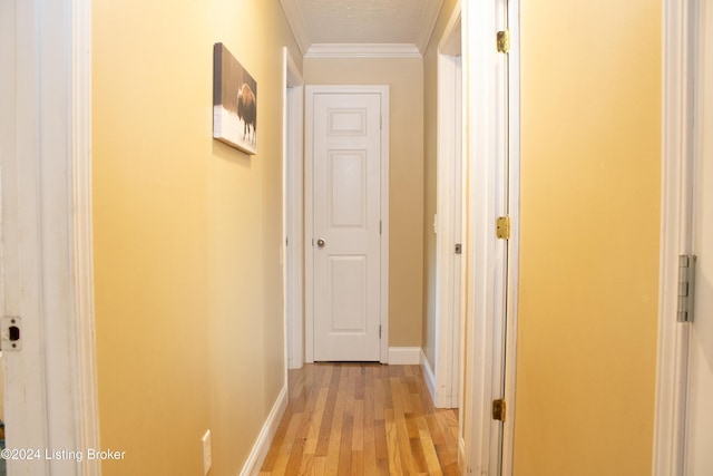 1353 Ferrill Hill Rd, Buffalo, KY 42716 - hall with baseboards, crown molding, and light wood finished floors