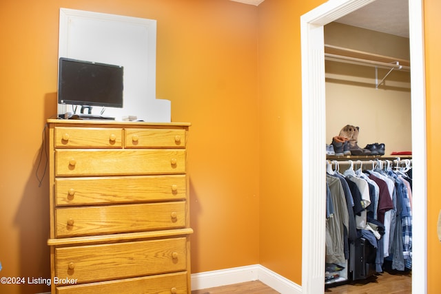 spacious closet featuring light wood finished floors