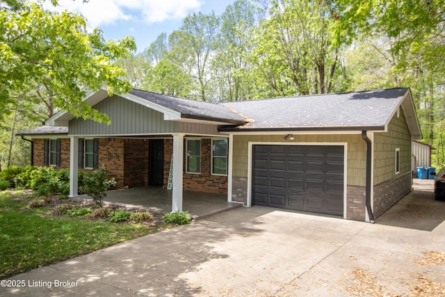 1353 Ferrill Hill Rd, Buffalo, KY 42716 - single story home with driveway, a garage, and brick siding
