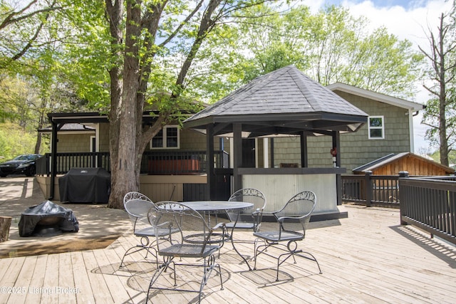 1353 Ferrill Hill Rd, Buffalo, KY 42716 - wooden deck featuring a gazebo and grilling area