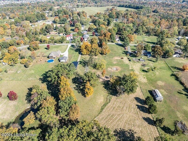 aerial view featuring a rural view