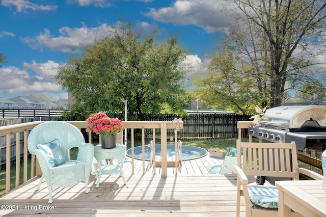 deck featuring area for grilling