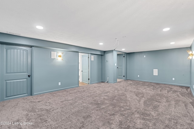 basement with carpet floors