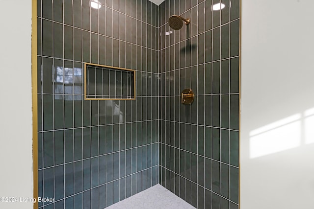 bathroom with a tile shower