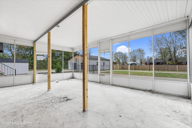 view of unfurnished sunroom