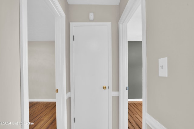 hallway featuring wood-type flooring