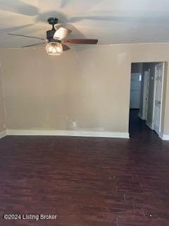 827 W Florence Ave, Louisville, KY 40215 - spare room with dark wood-style flooring, baseboards, and ceiling fan